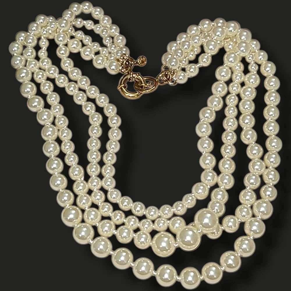 J.Crew Multi-Strand Faux Pearl Layered Statement Necklace
